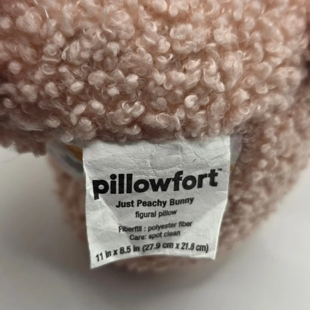 Pillowfort Just Peachy Bunny Figural Pillow Pink Sherpa Floral 8.5 x 11 in